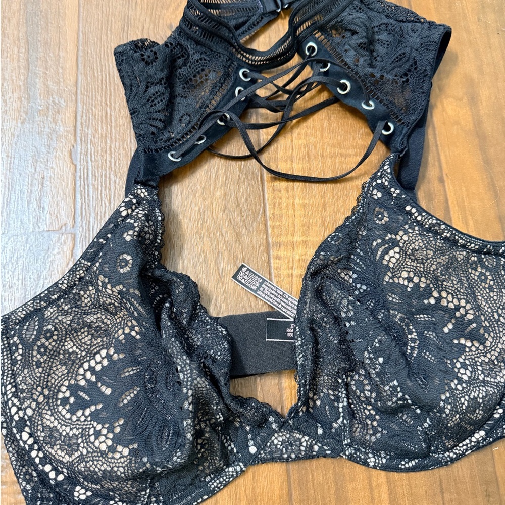 Victoria's Secret Black Lace Bra with Strappy Back